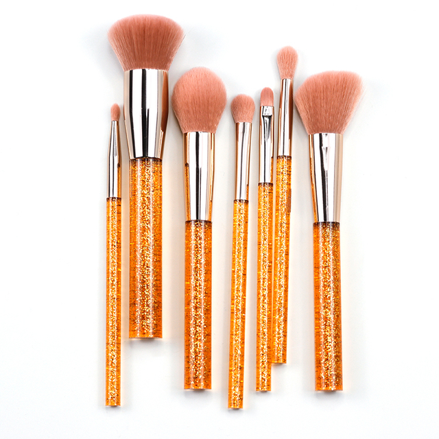 High Quality Orange Plastic Bling Handle Makeup Brush Set