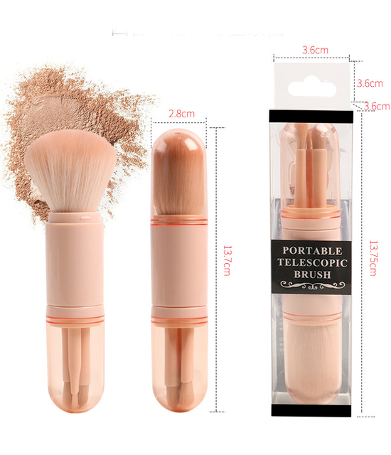 New Retractable 4 In 1 Mini Portable Travel Makeup Brush Set