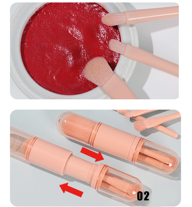 New Retractable 4 In 1 Mini Portable Travel Makeup Brush Set