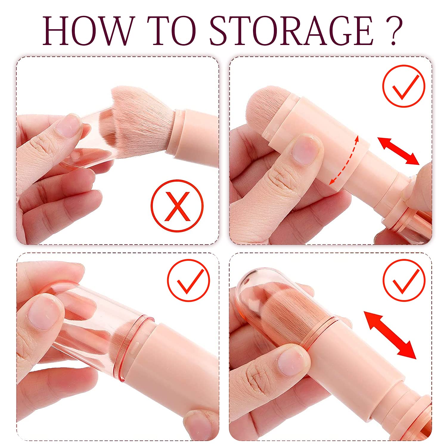 New Retractable 4 In 1 Mini Portable Travel Makeup Brush Set