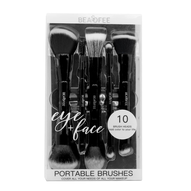 Black Double End Sided Eyebrow Blending Makeup Brush Set Foundation Dual Ended Makeup Brush With Bag