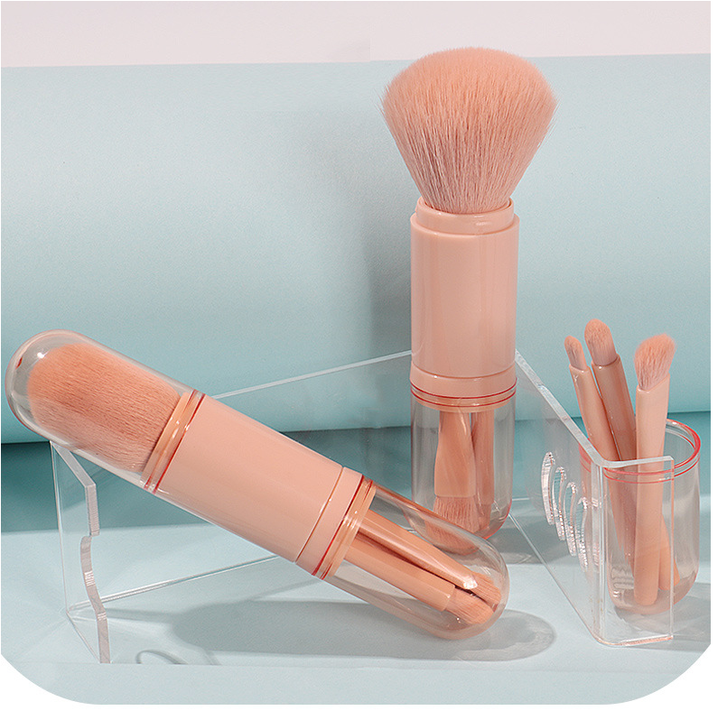 New Retractable 4 In 1 Mini Portable Travel Makeup Brush Set