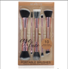 Private label rose gold dual ended makeup brush wood handle double head makeup brushes set with case
