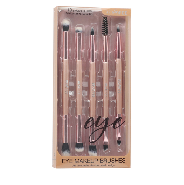 High Quality Rose Gold Eyebrow Eyeshadow Beauty Portable Travel Size Eye Dual End Makeup Brush Set for Girls